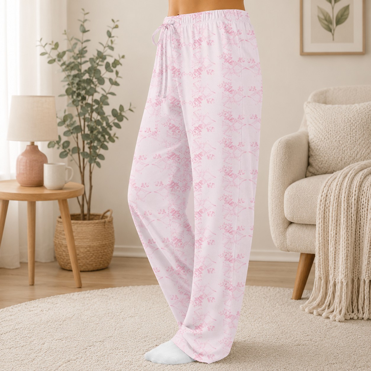 Pink Fancy Floral & Bows Pants